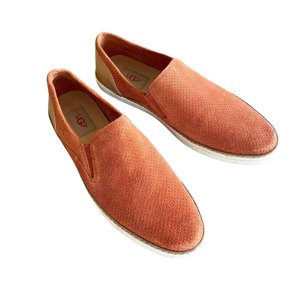 UGG Adley Women's Size US 10/41 Orange Suede Perforated Leather Slip-On Loafers